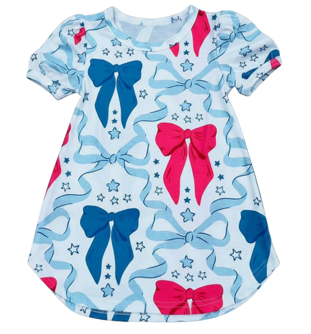 Blue + Pink Bows Dress