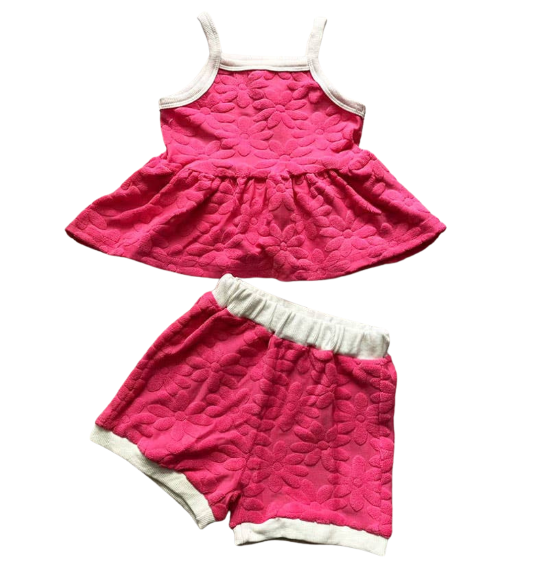 Hot Pink Floral Terry Set