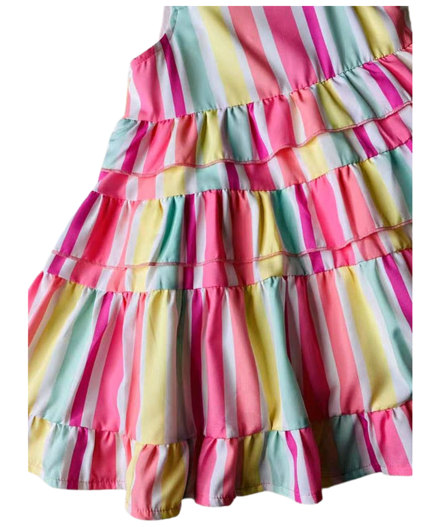 Multi Stripe Serape Tiered Dress