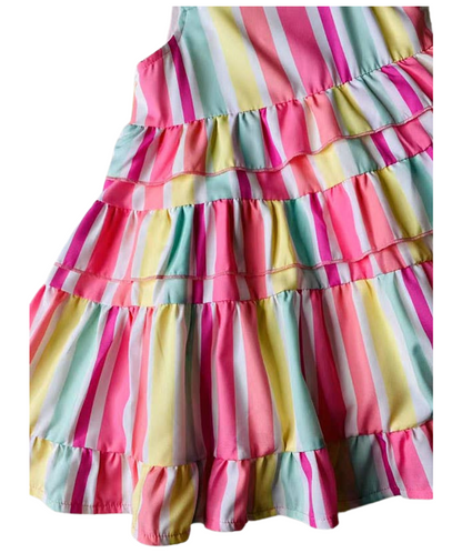 Multi Stripe Serape Tiered Dress