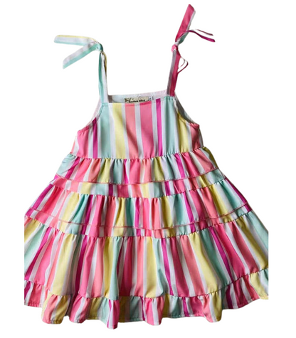 Multi Stripe Serape Tiered Dress