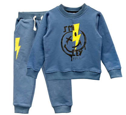 Blue Lightning Bolt Knit Jogger Set