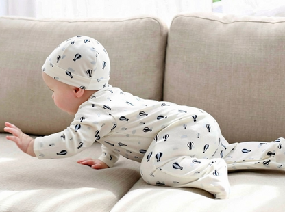 Balloons + Clouds Cotton Footie + Hat Set