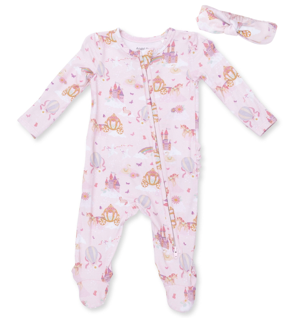 Princess Storytime Bamboo Ruffle Footie + Bow Set