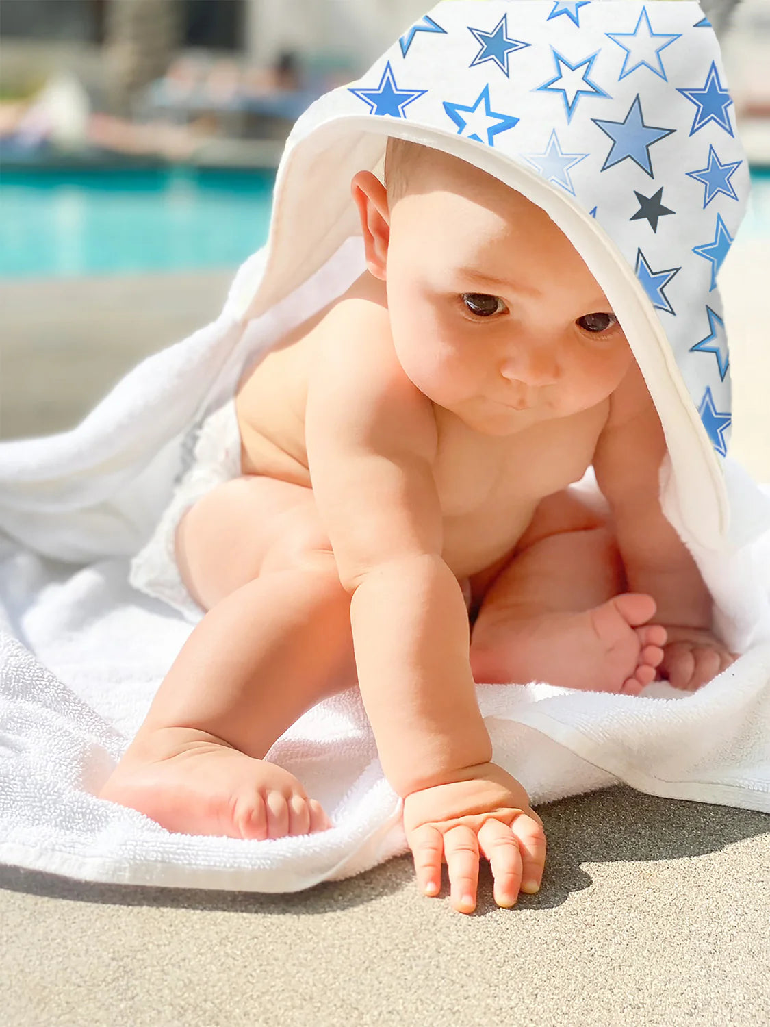 Starry Sky Blue Deluxe Hooded Towel