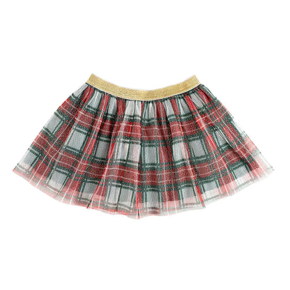 Sweet Wink Christmas Plaid Tulle Skirt