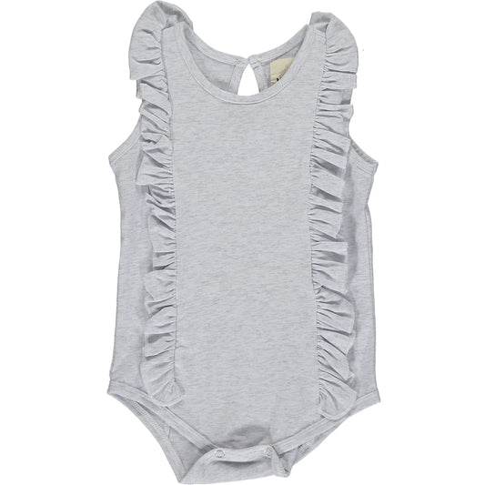 Our Grey Ruffle Tank Onesie is so snuggly you'll never want to take it off! Super soft to the touch, it's the perfect combo of comfort and style.