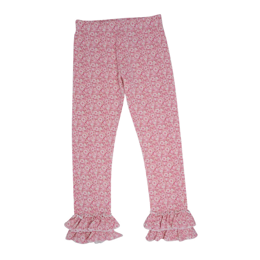 Pink Floral Ruffle Cuff Legging