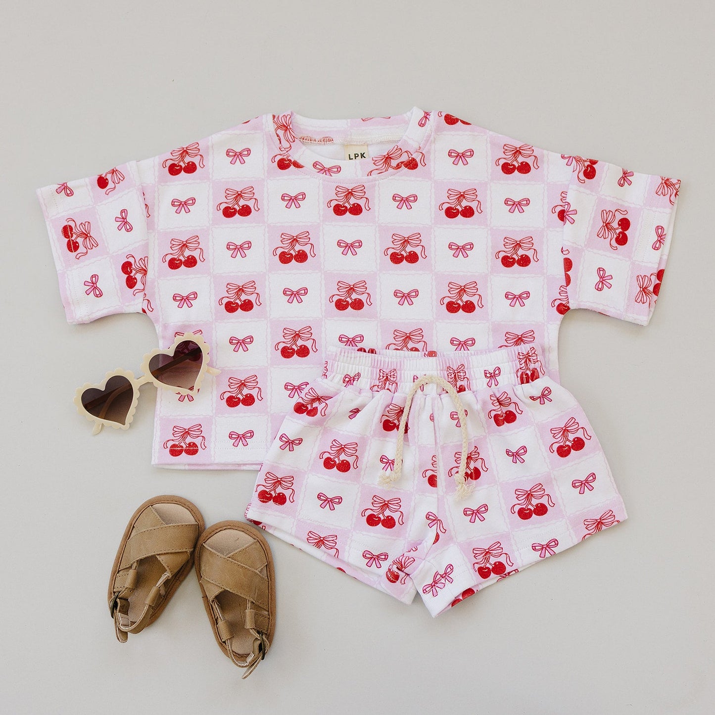 Checkered Cherry Shorts Set