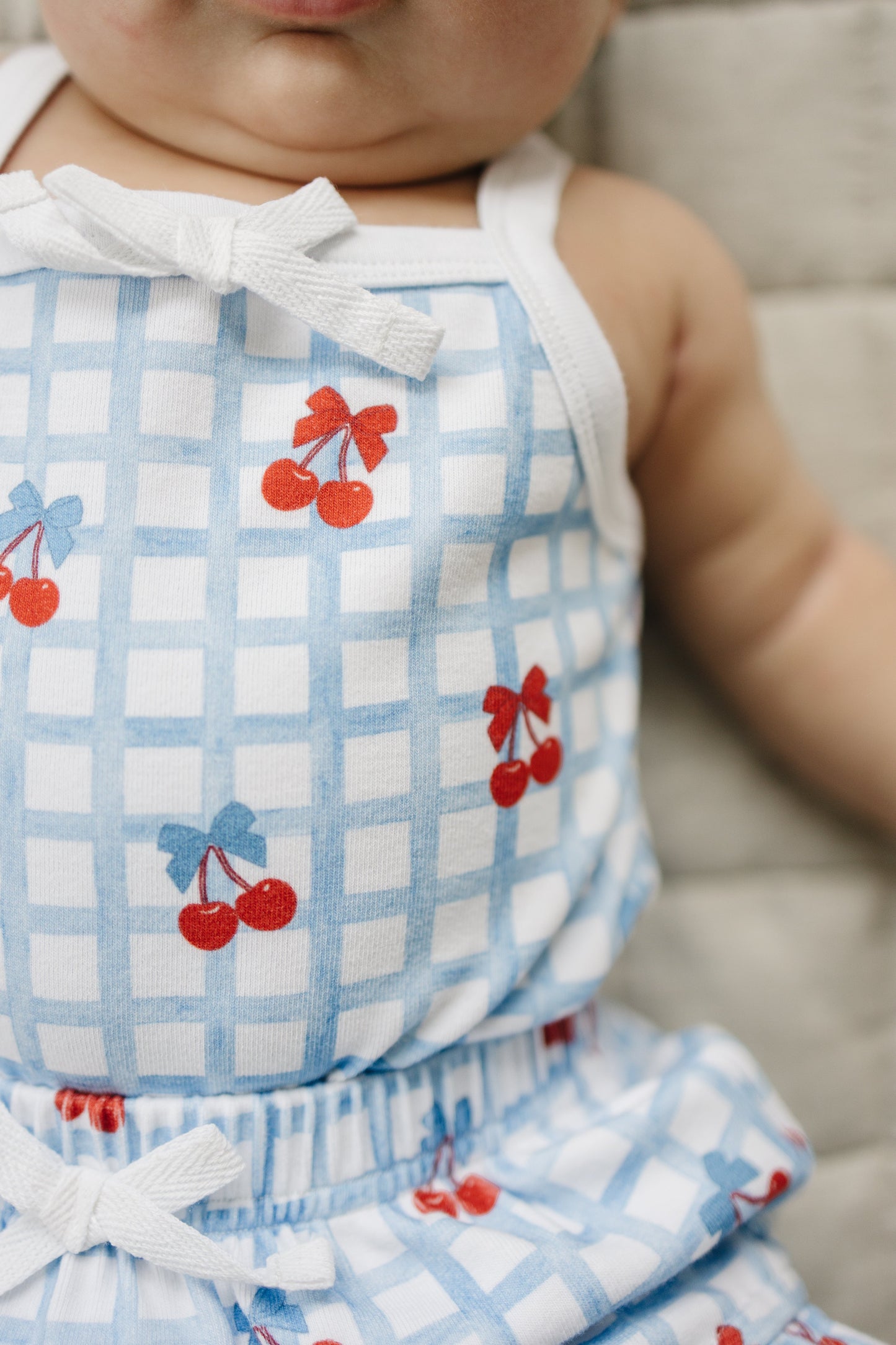 Gingham Cherry Shorts Set
