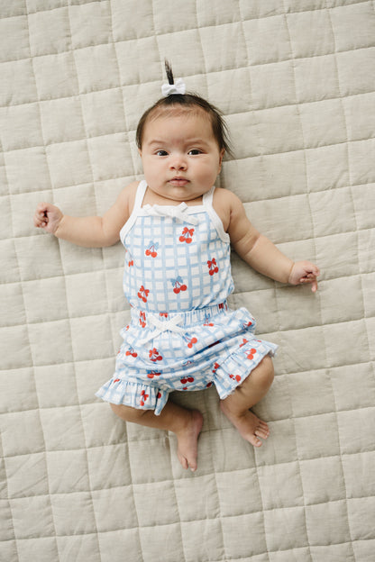 Gingham Cherry Shorts Set