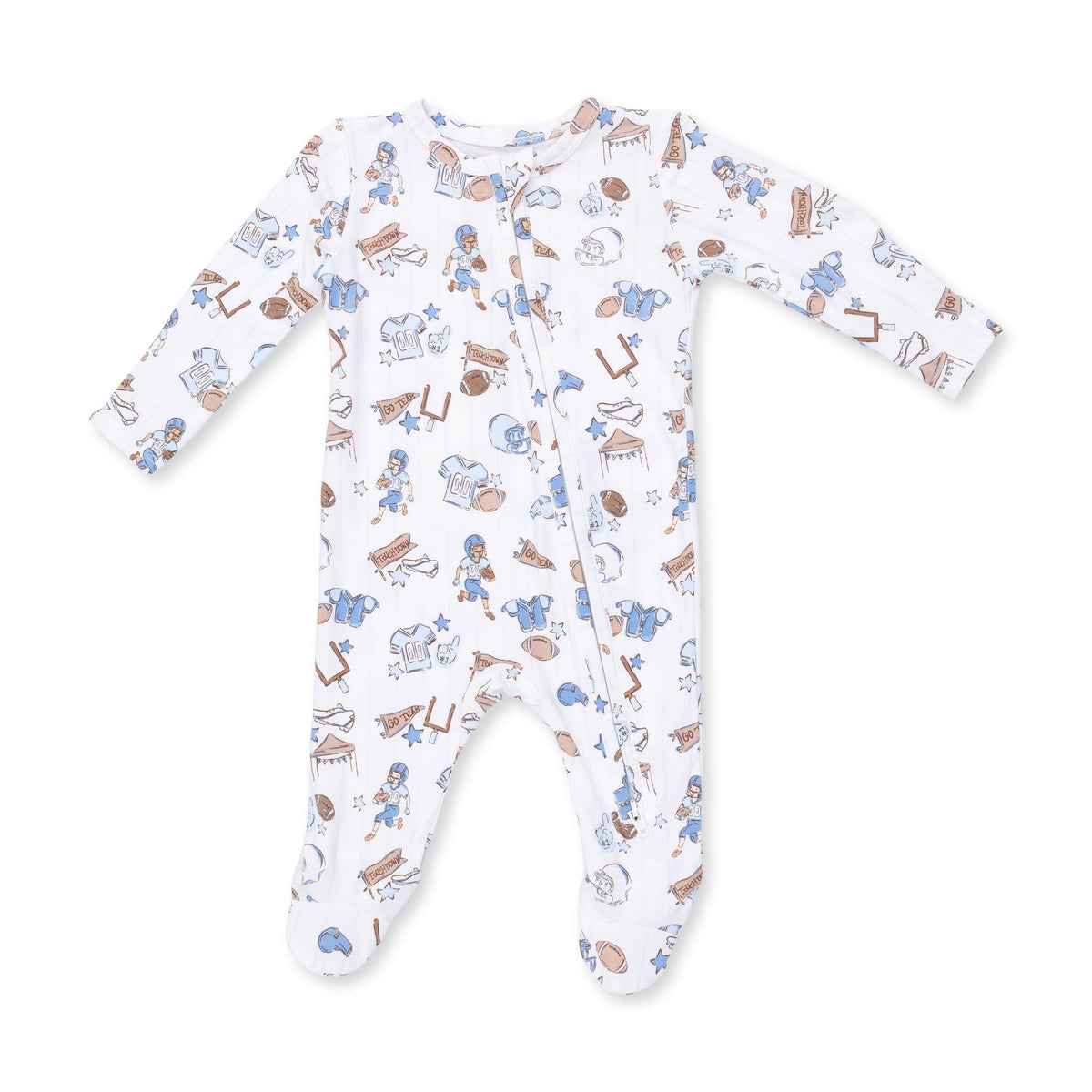 Football Nursery Bamboo Zipper Footie