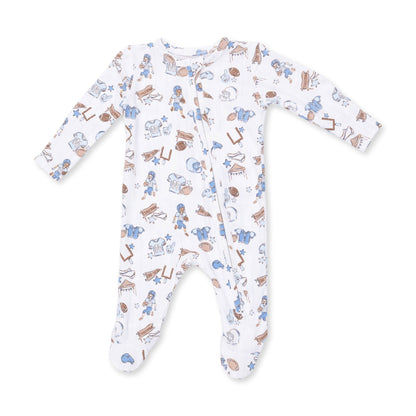 Football Nursery Bamboo Zipper Footie