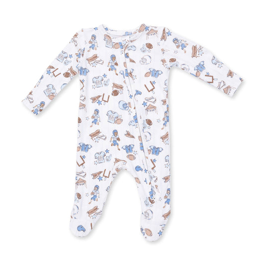 Football Nursery Bamboo Zipper Footie