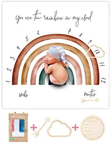 Rainbow Monthly Milestone Organic Blanket