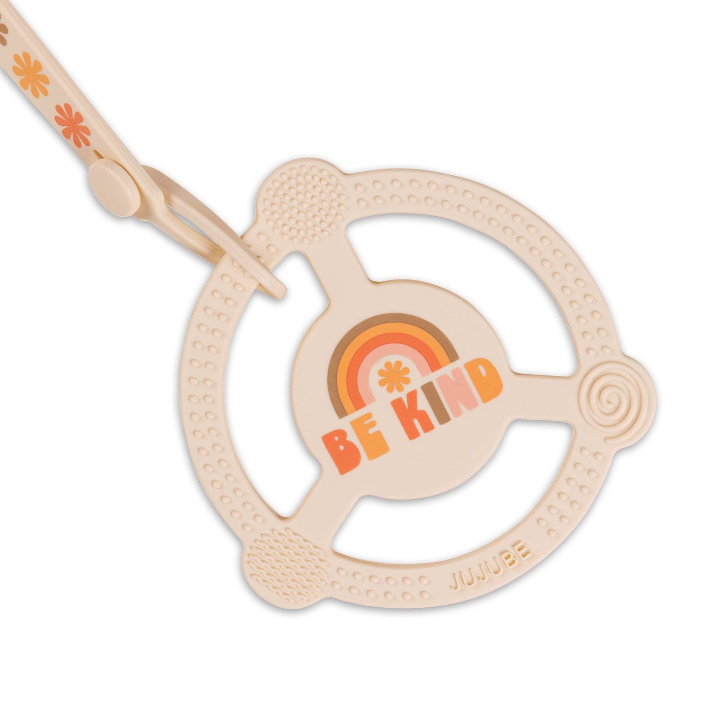 Be Kind Rainbows Teether Ring with Detachable Clip