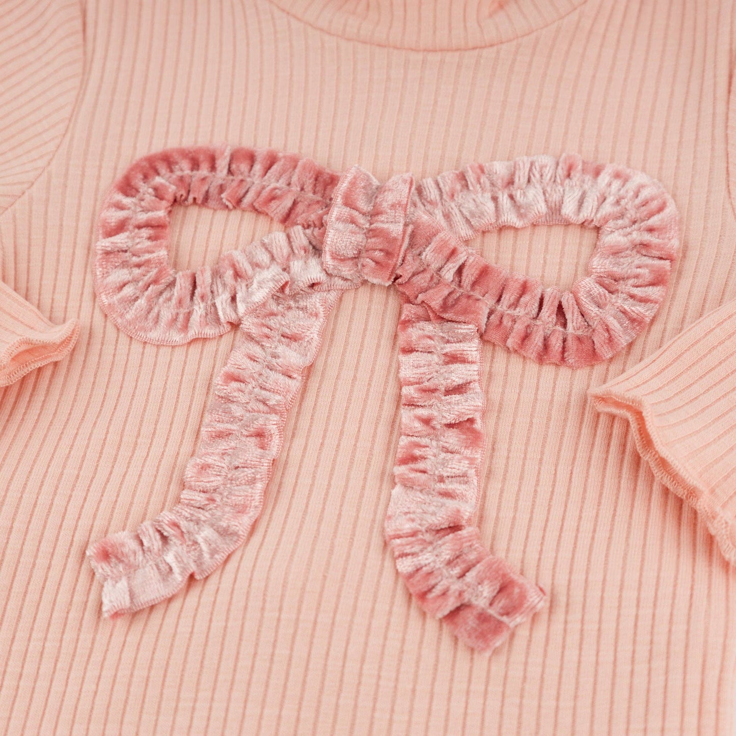 Pink Velvet Ruffle Bow Set