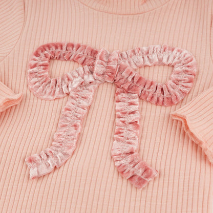 Pink Velvet Ruffle Bow Set