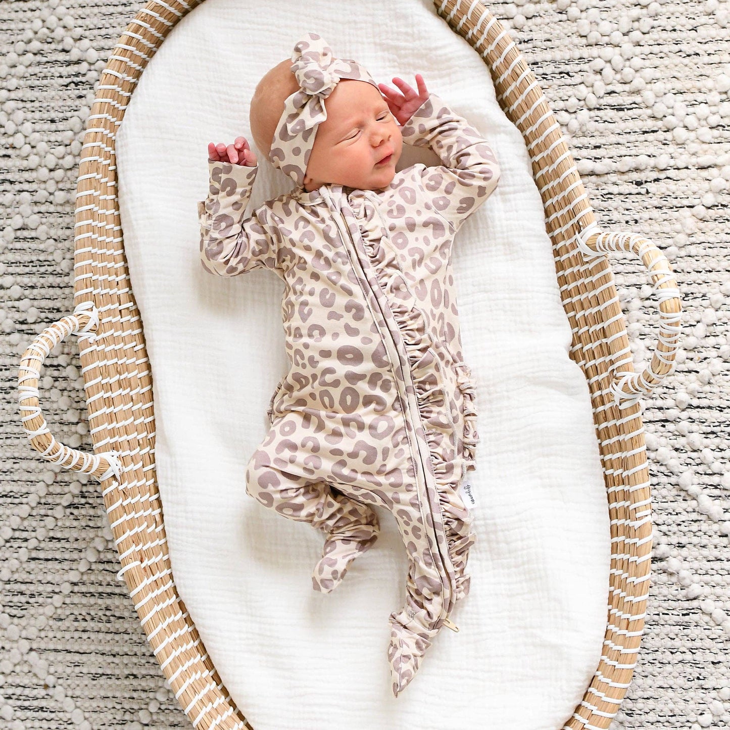 Amari Leopard Ruffle Bamboo Zip Romper