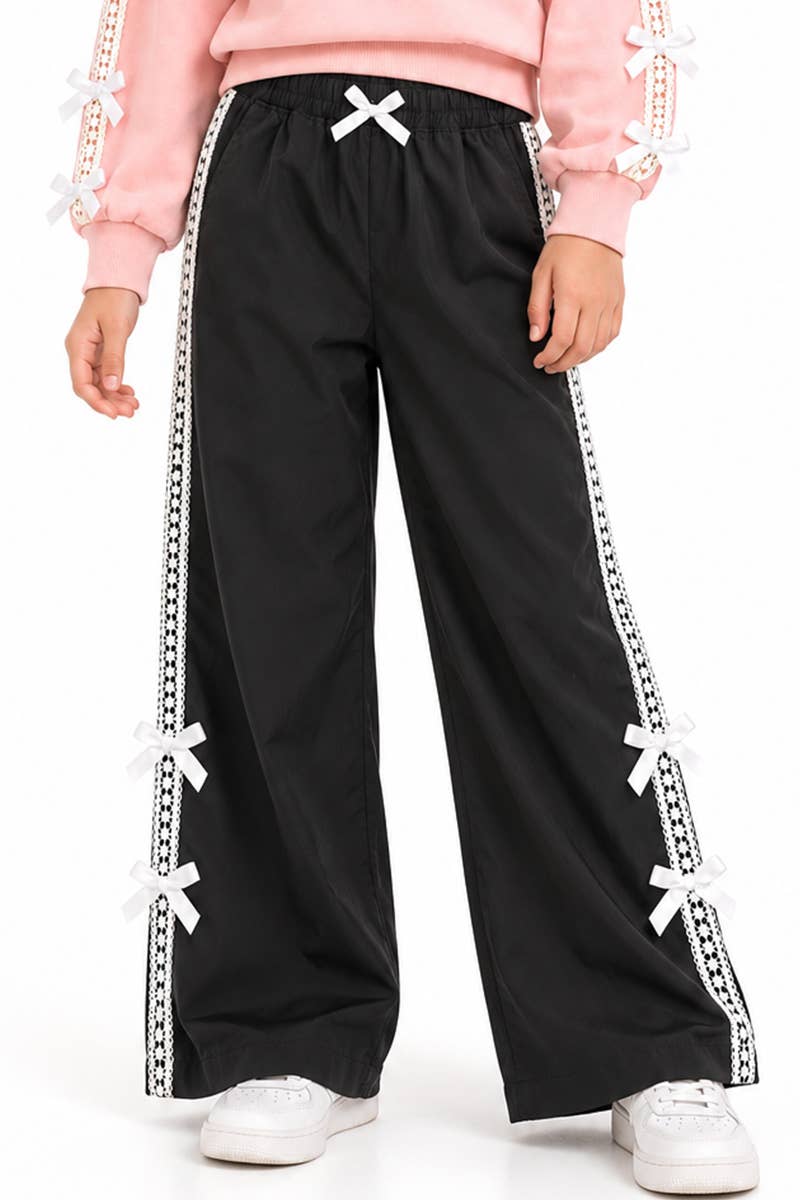 Black Track Pant with Bows