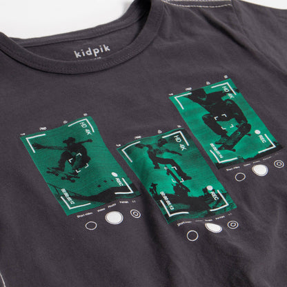 Skateboard Pic Contrast Stitch Tee