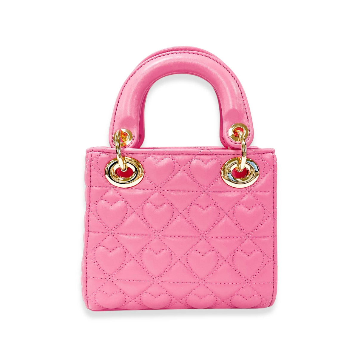 Pink Heart-Quilted Handbag