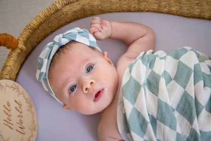 Sage Checkered Organic Cotton Swaddle Set