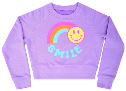 Rainbow Smile Vivid Violet Crew Neck Sweatshirt