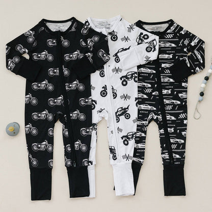 Race Cars Bamboo Zip Romper
