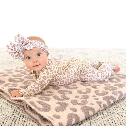 Amari Leopard Ruffle Bamboo Zip Romper