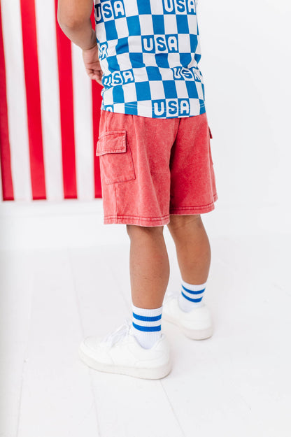 Red Vintage Cargo Shorts