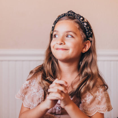 Black Embellished Knot Headband