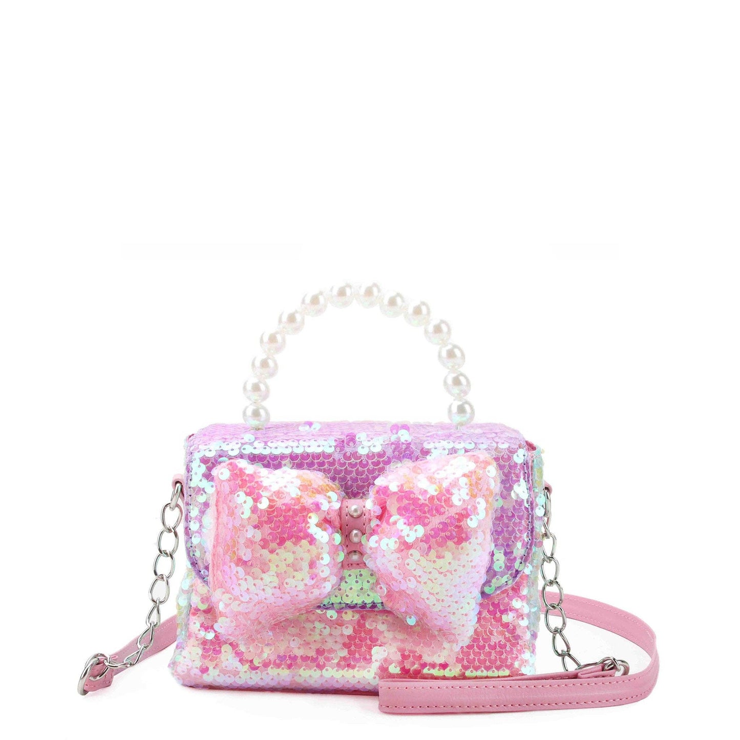 Sequin Bow Top Handle Mini Bag