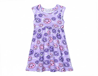 Purple Smiley Tie Dye Dress