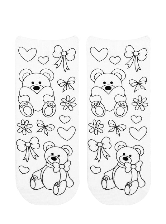 Teddy Bows Coloring Socks