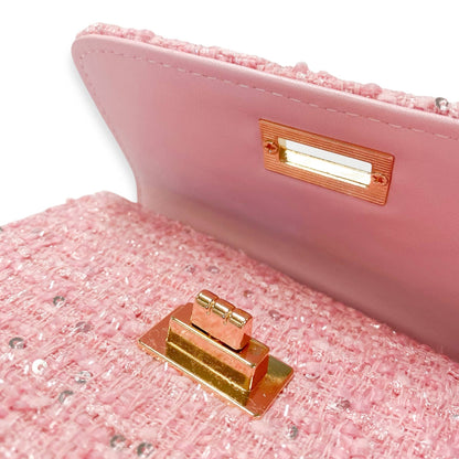 Pink Tweed & Sequins Purse