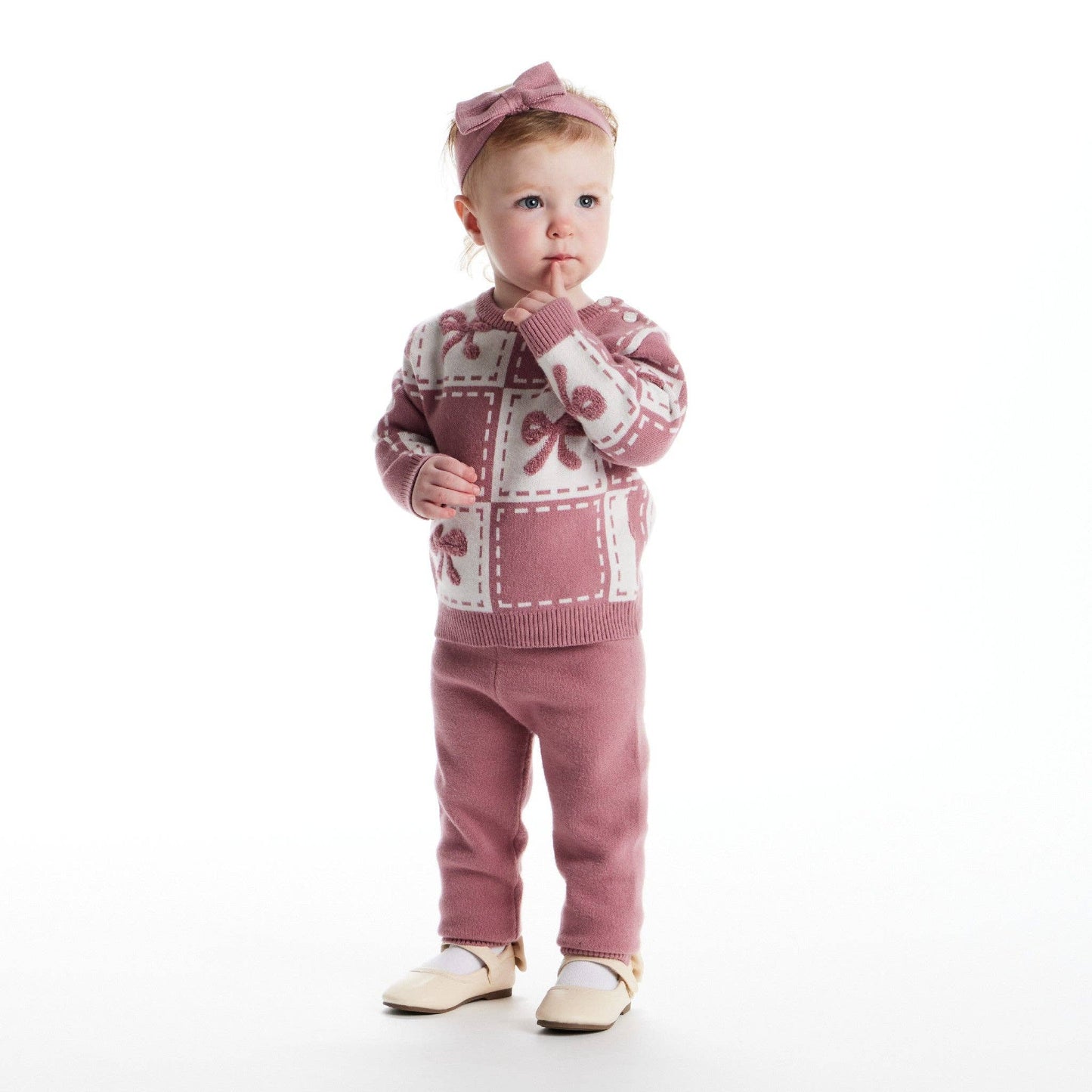 Pink Bows Chenille Sweater Set