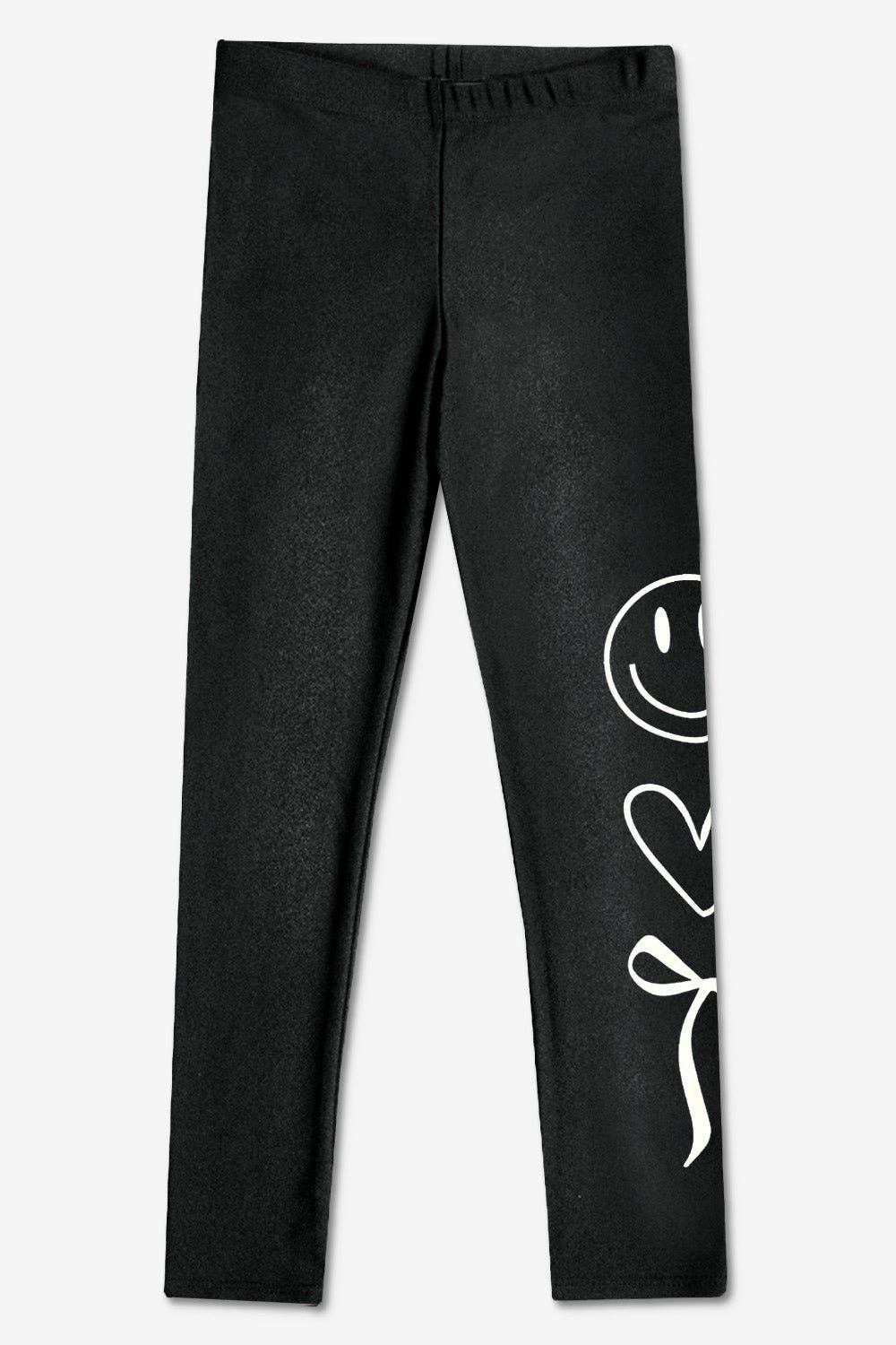 High Shine Long Legging in Charcoal Graffiti Elements