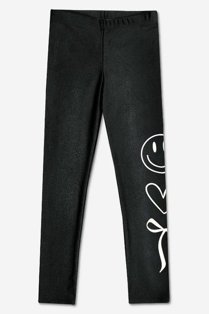 High Shine Long Legging in Charcoal Graffiti Elements