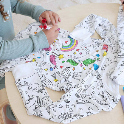 Colorable Enchanted Unicorns Pajama Set