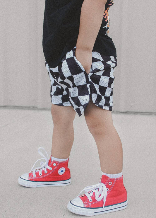 Black Checker Mesh Shorts (Infant)