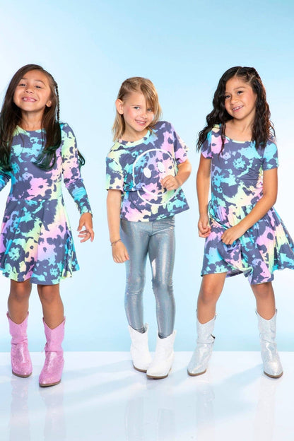 High Shine Long Legging in Charcoal Graffiti Elements