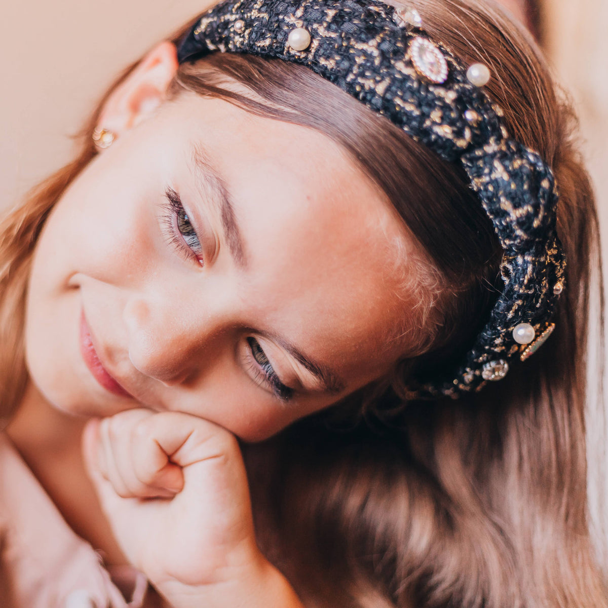 Black Embellished Knot Headband