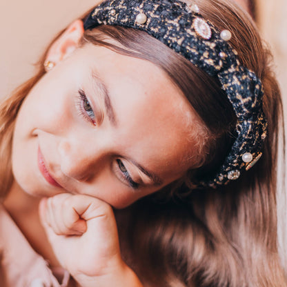 Black Embellished Knot Headband