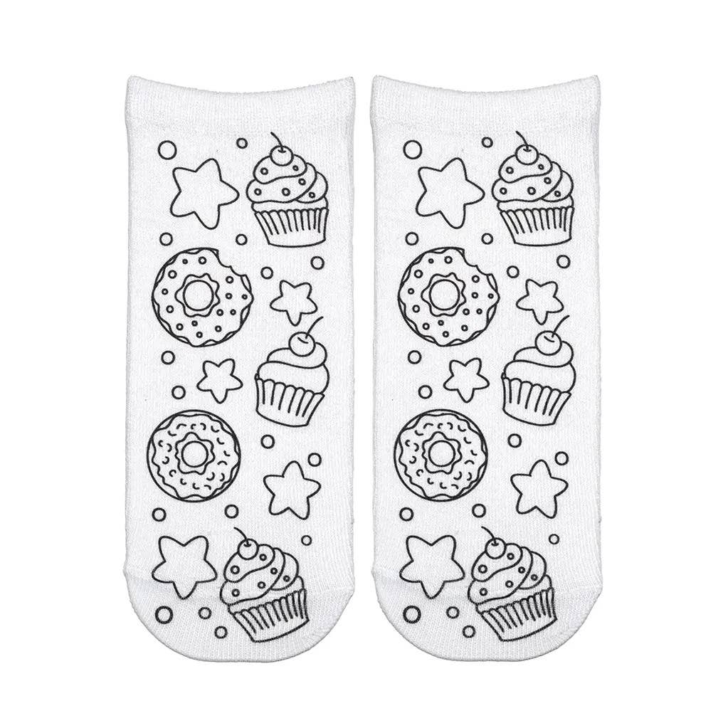 Cupcakes & Donuts Coloring Socks