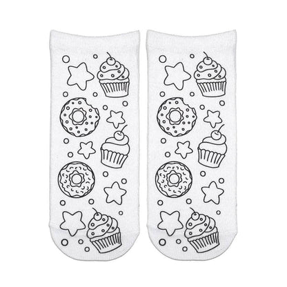 Cupcakes & Donuts Coloring Socks