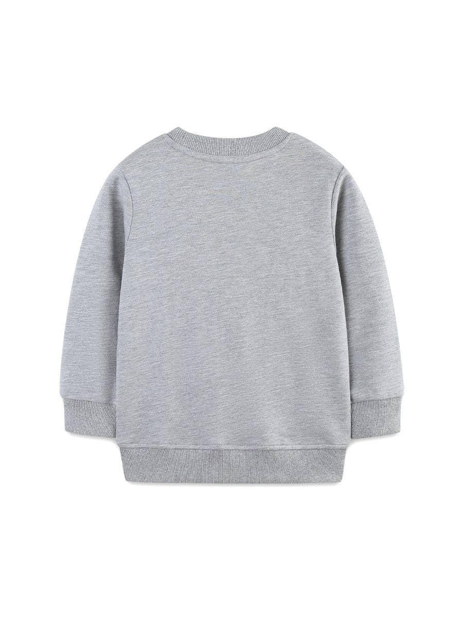 Grey Cartoon Vehicles Embroidered Sweatshirt
