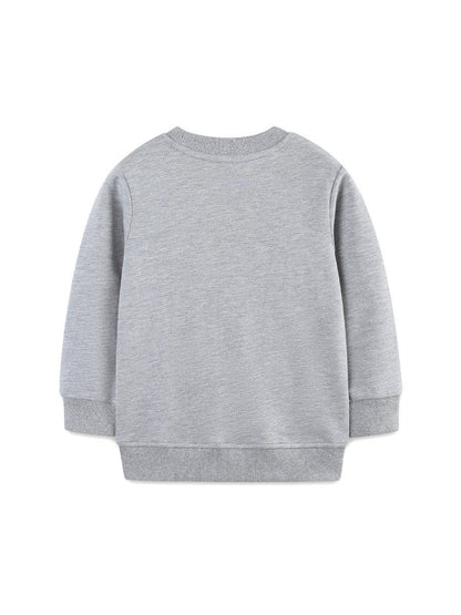 Grey Cartoon Vehicles Embroidered Sweatshirt