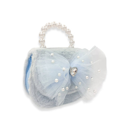 Tulle Bow Blue Plush Purse