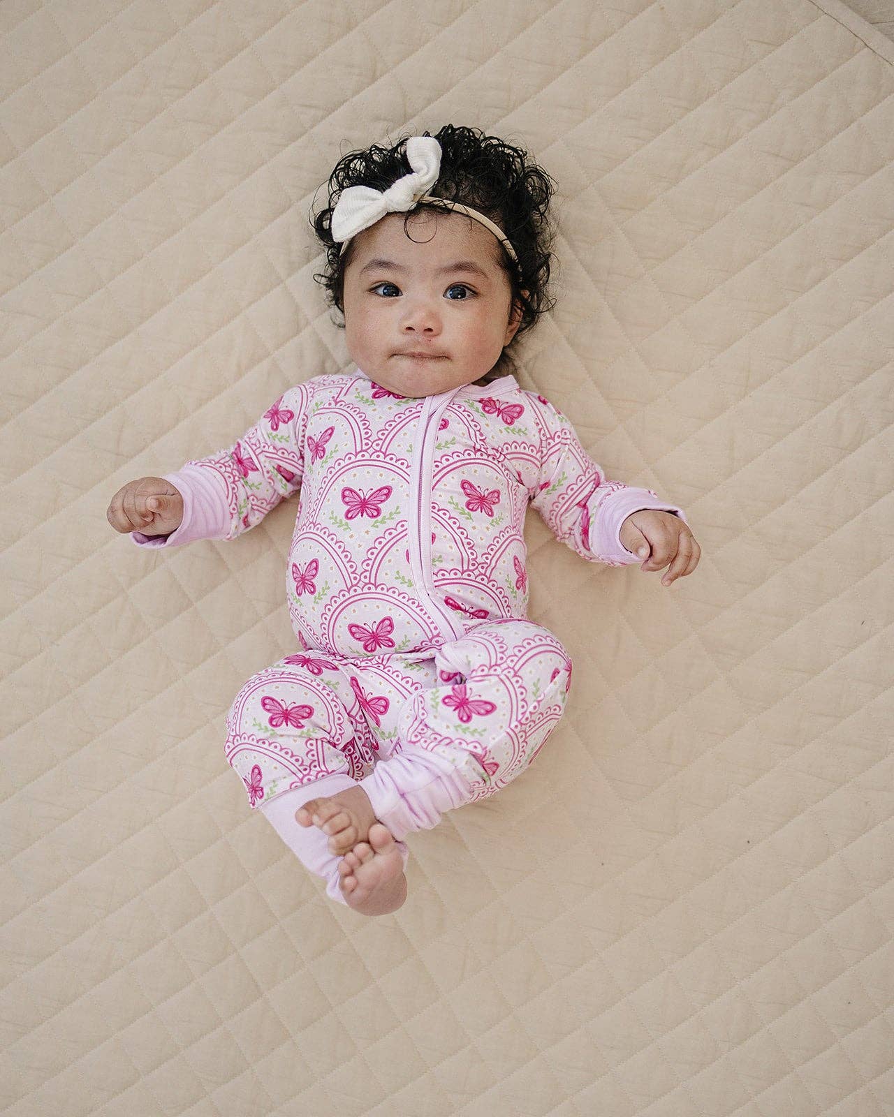Pink Butterfly Bamboo Zip Romper